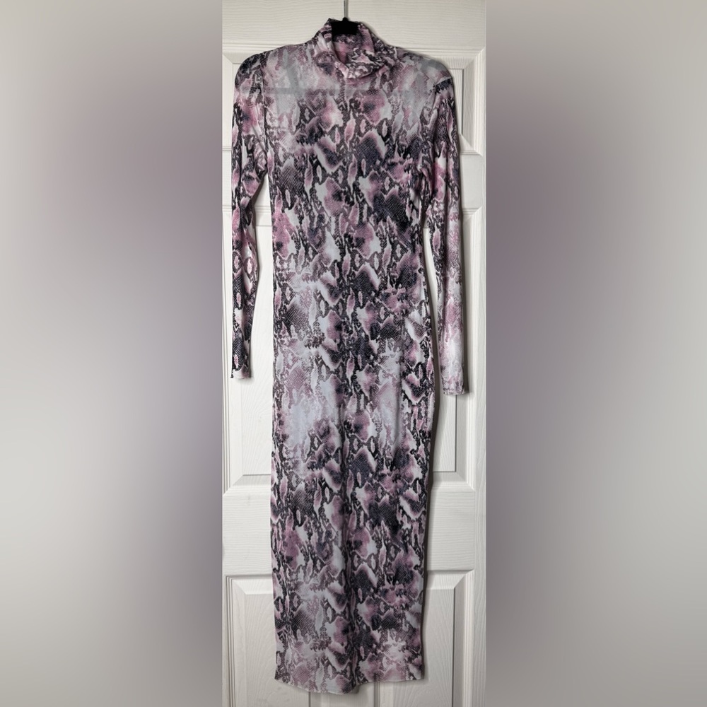 AFRM Multicolor Snake Print Long Sleeve Dress